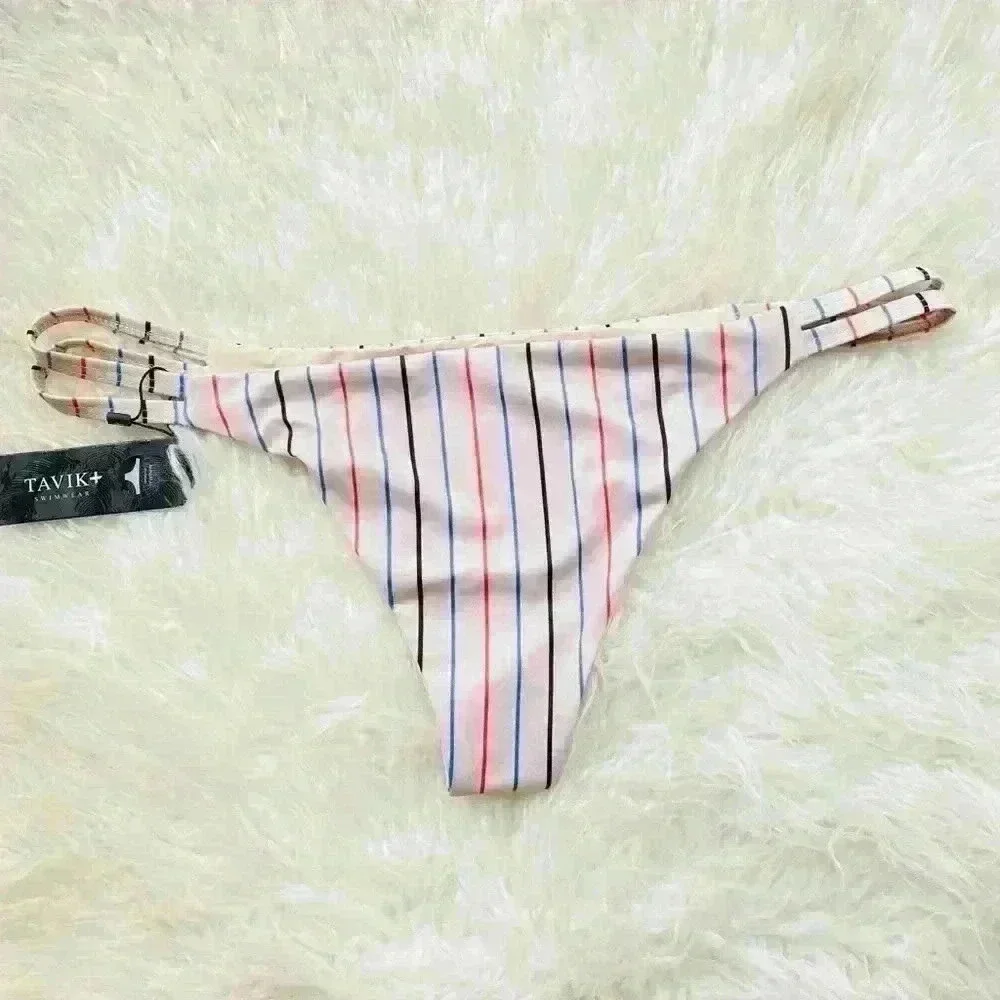 Tavik  Horizon Stripe Tapioca Vine Bikini L NWT
